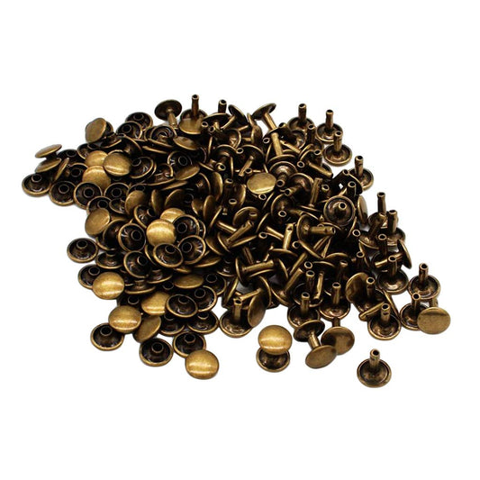 Nimida® Double Cap Rivets | Antique Bronze Colour | Metal | Large Size-9 mm | for DIY Leather Craft |