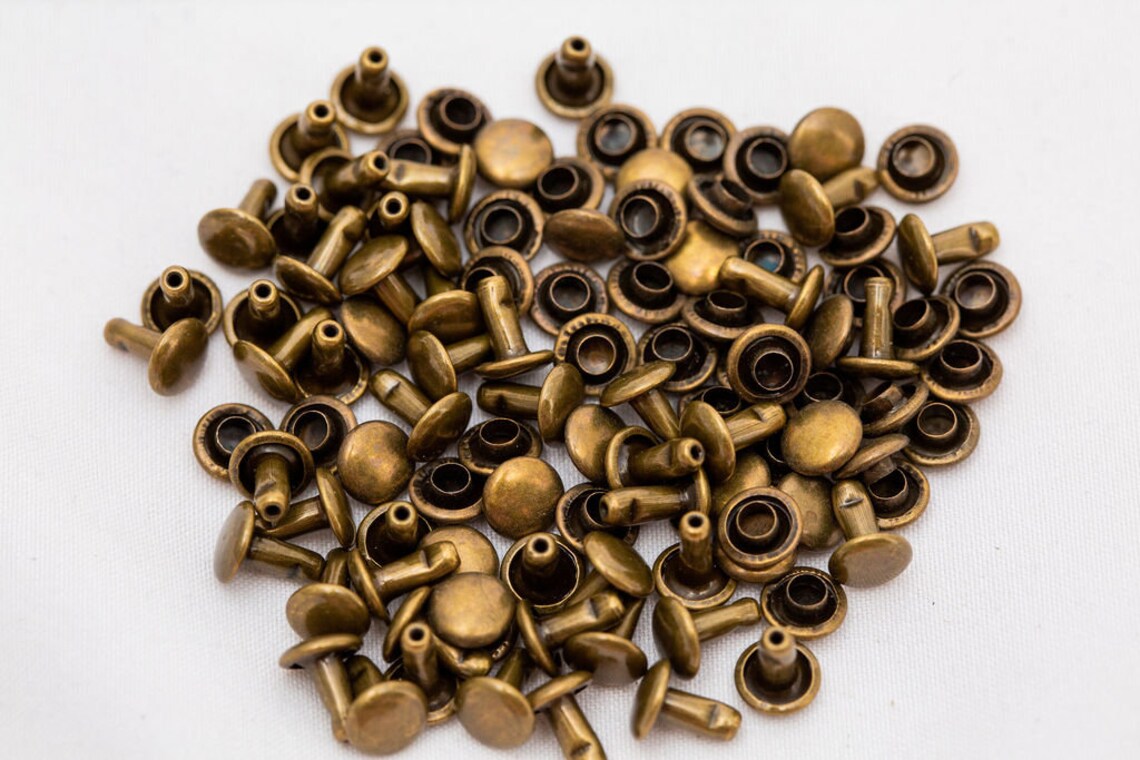 Nimida® Double Cap Rivets | Antique Bronze Colour | Metal | Large Size-9 mm | for DIY Leather Craft |