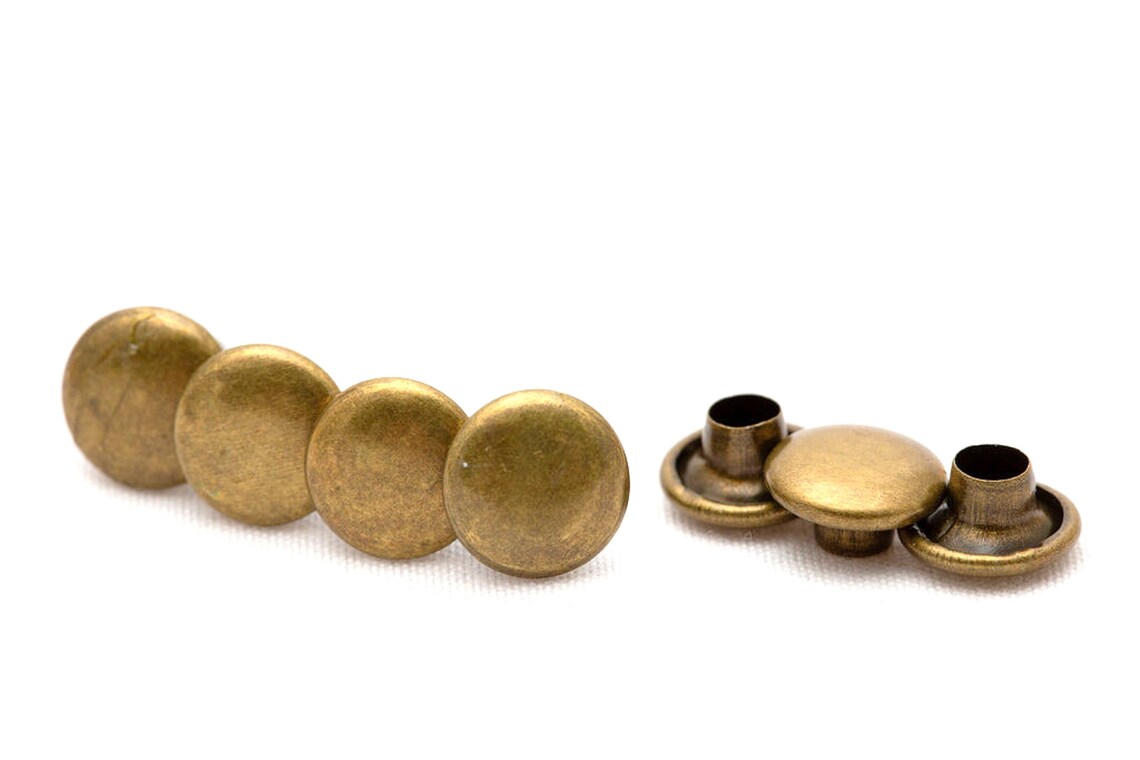 Nimida® Double Cap Rivets | Antique Bronze Colour | Metal | Large Size-9 mm | for DIY Leather Craft |