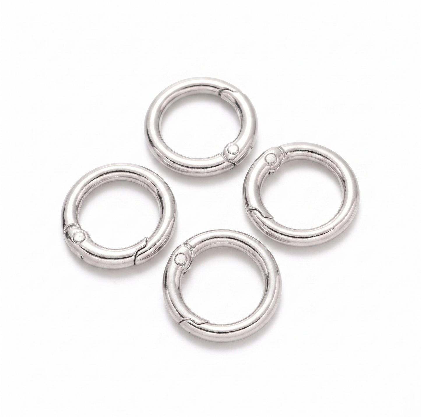 Nimida® Premium Spring Ring, Metal Gate Open O Ring, Openable Carabiner - Silver Colour