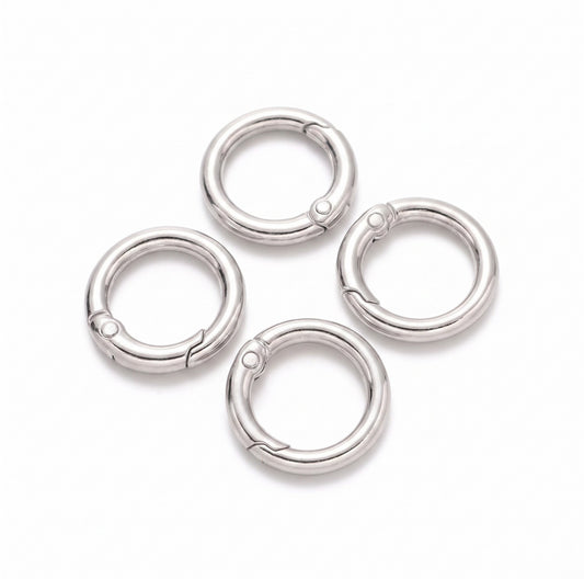 Nimida® Premium Spring Ring, Metal Gate Open O Ring, Openable Carabiner - Silver Colour