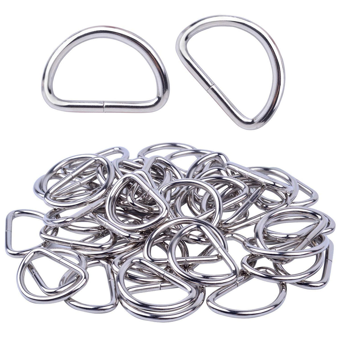Nimida® D Rings Nickel Extra Strong 1.25" Inch (Good for 1 inch Strap) Buckles for Straps,Belts Bags, Un-Welded Connect Buckle for Leather Bags Garment Clothes Luggage, Purse, Dog Chain
