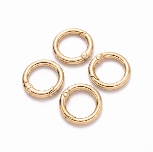 Nimida® Premium Spring Ring, Metal Gate Open O Ring, Openable Carabiner - Golden Colour