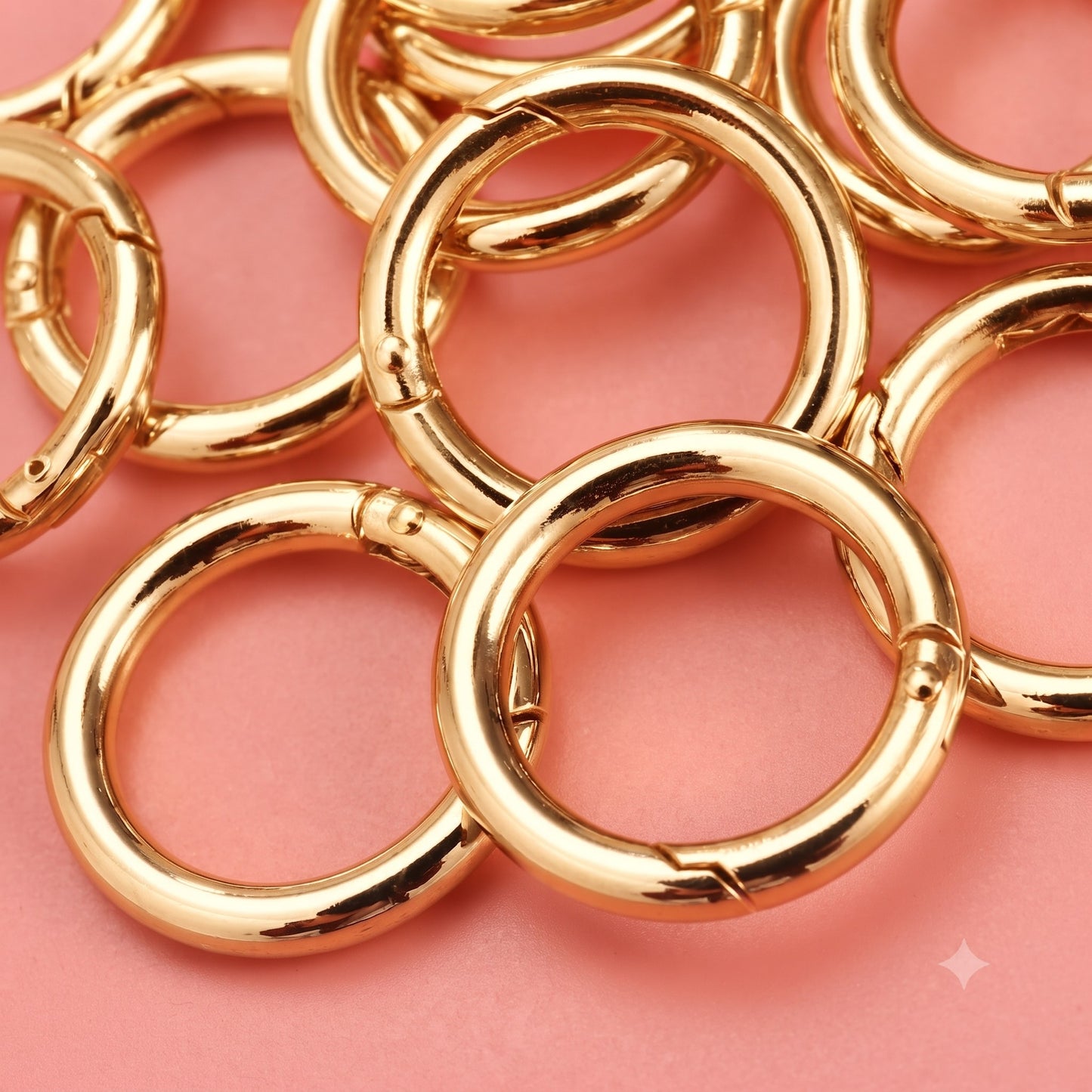 Nimida® Premium Spring Ring, Metal Gate Open O Ring, Openable Carabiner - Golden Colour