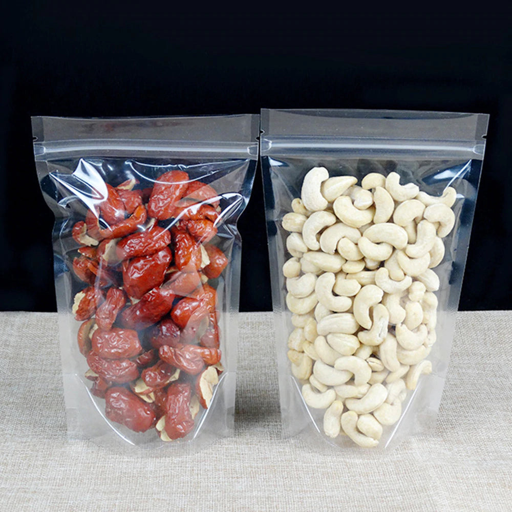 Nimida® Transparent Clear Standup Pouch with Zipper | Poly Bag | Zip Lock Bag | Food Grade for Sampling and Retail Packaging