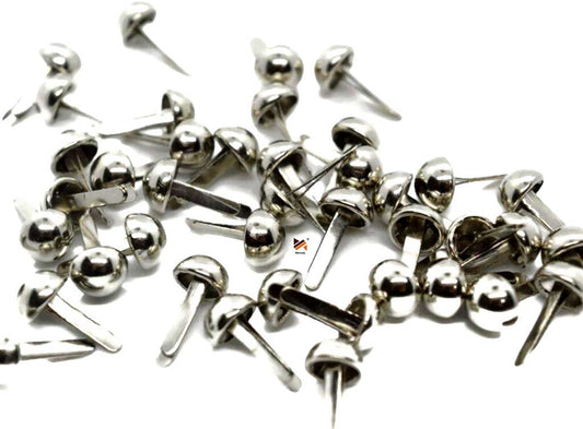 Nimida® Metal Brad Pins/Split Pin/Rivet/Stud/Skull pins/Spikes/Paper Fastener for Scrapbooking, DIY, Leather Goods, Spikes | 15 mm | Medium Size | Shiny Steel/Silver Colour