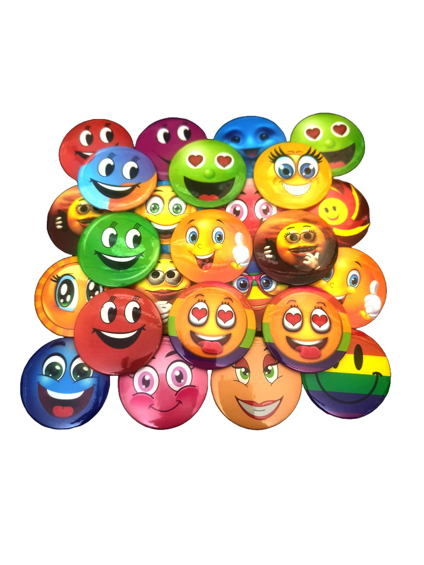 Nimida® Smiley Badge Multi Colour Multi Design Emoji Expression Pin Badge Gang Brooch | Party Favour | Return gift | Pack of 30 | Large size 4.5 cm