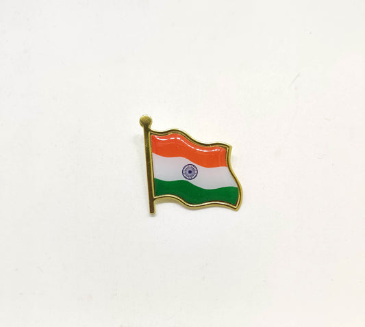 Nimida Indian National Wave design Flag Brass Glass topped Lapel Pin/Brooch / Badge for Clothing Accessories - Large Size