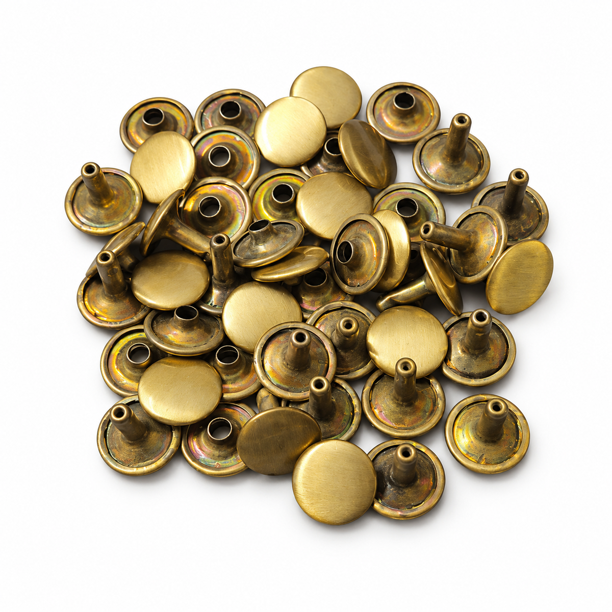 Nimida™ Double Cap Rivets | Metal | Size-12 mm | Antique Brass Color | for  Leather Craft, Bags, Purses, Belts and DIY Accessories