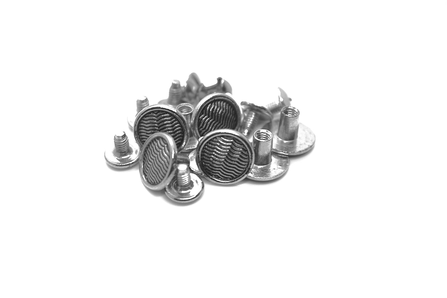 Nimida® Designed Flat Headed Nickel Plated Belt Screw | 12 mm Head | Binding Screw Chicago Screw Rivet Stud - for Buckle Leather Craft Bag Belt Flat Headed Nickel Plated Belt Screw Binding Screw Chicago Screw Rivet Stud - for Buckle Leather Craft Bag Belt