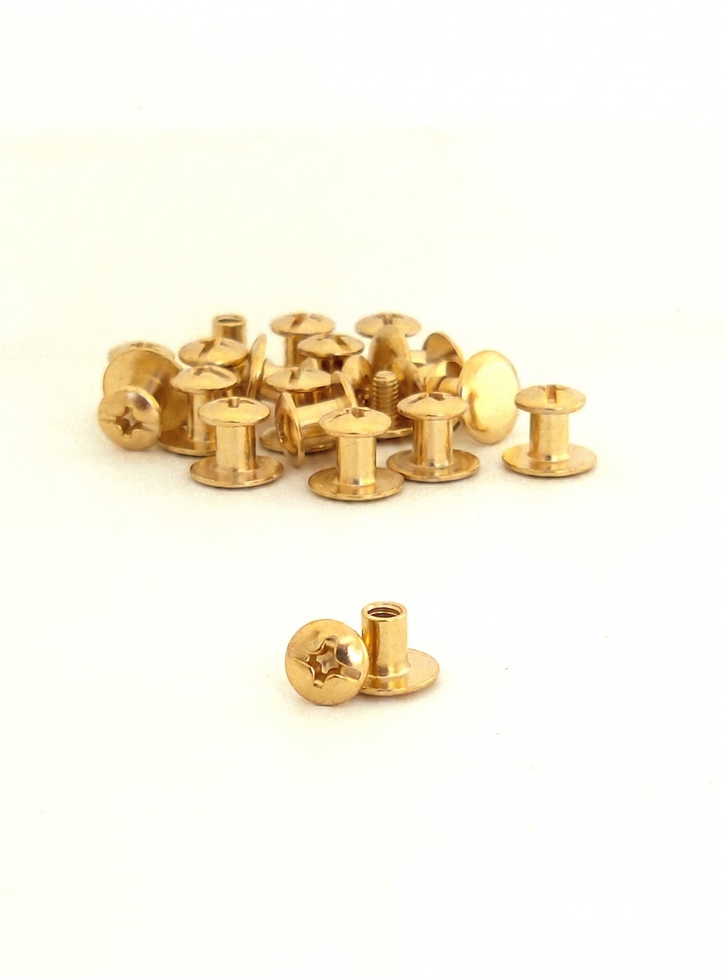 Nimida® Flat Headed Nickel Plated Belt Screw | 10 mm Head | Binding Screw Chicago Screw Rivet Stud - for Buckle Leather Craft Bag Belt Flat Headed Nickel Plated Belt Screw Binding Screw Chicago Screw Rivet Stud - for Buckle Leather Craft Bag Belt | Golden
