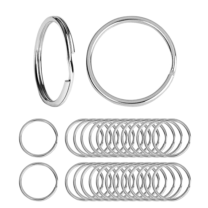 Nimida® Steel Key Split Rings for Keychain 1 inch Diameter for Gifts and DIY Works | Silver
