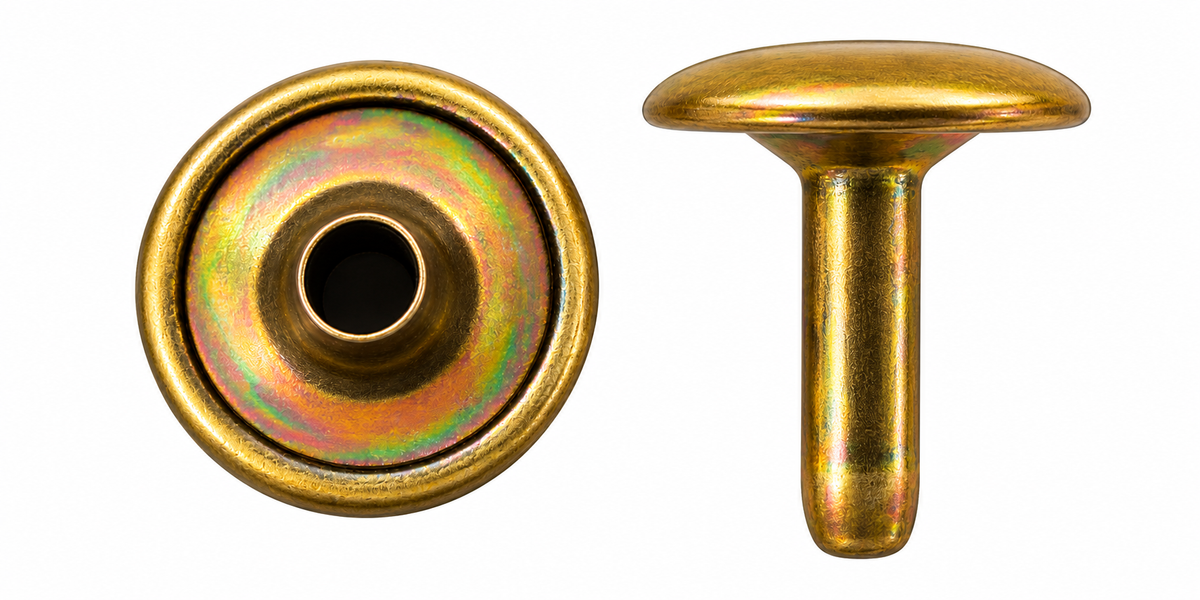 Nimida™ Double Cap Rivets | Metal | Size-12 mm | Antique Brass Color | for  Leather Craft, Bags, Purses, Belts and DIY Accessories