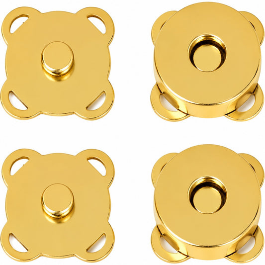 Nimida ® Sew Type Magnet Button, Clasps, Snaps, Fasteners for Purse, Bags, Clothes and DIY Works | Golden Colour | Size - 19mm|