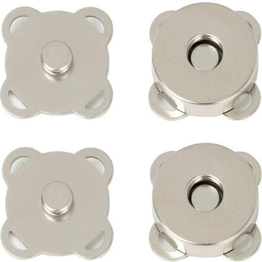 Nimida ® Sew Type Magnet Button, Clasps, Snaps, Fasteners for Purse, Bags, Clothes and DIY Works | Silver Colour | Size - 19mm|
