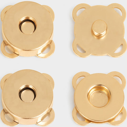 Nimida ® Sew Type Magnet Button, Clasps, Snaps, Fasteners for Purse, Bags, Clothes and DIY Works | Golden Colour | Size - 19mm|