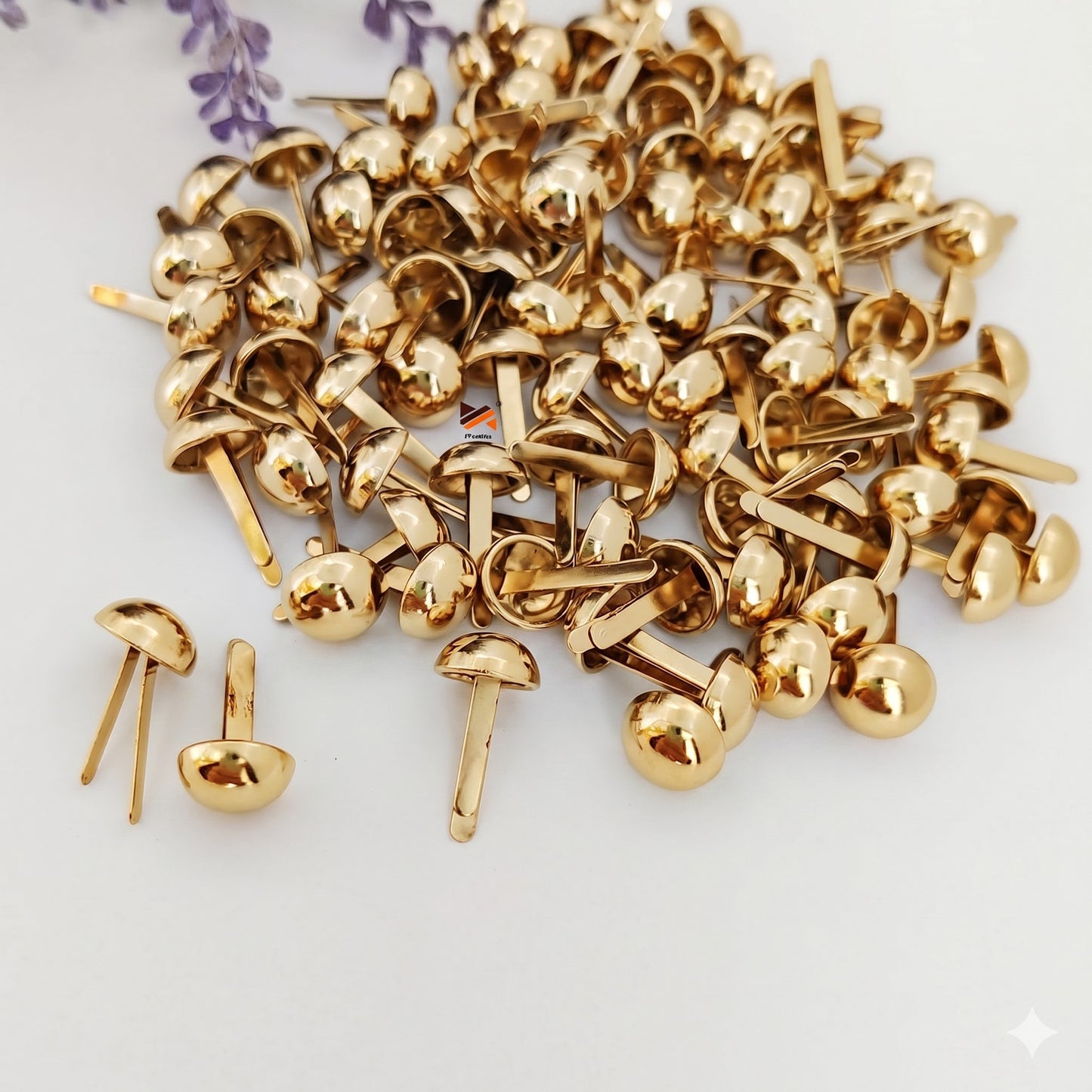 Nimida Metal Brad Pins/Split Pin/Rivet/Stud/Skull pins/Spikes/Paper Fastener for Scrapbooking, DIY, Leather Goods, Spikes | 12 mm | Medium Size | Golden Colour