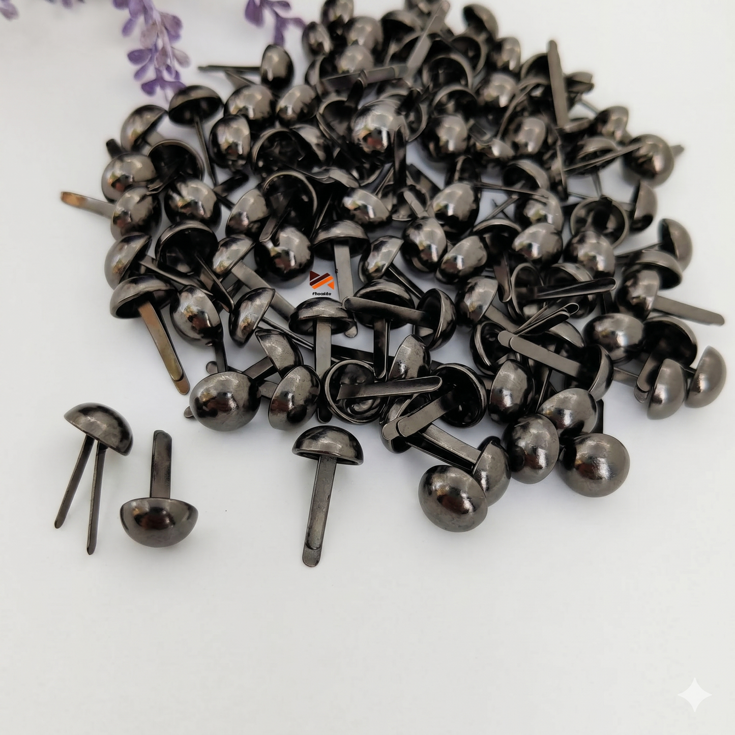 Nimida Metal Brad Pins/Split Pin/Rivet/Stud/Skull pins/Spikes/Paper Fastener for Scrapbooking, DIY, Leather Goods, Spikes | 12 mm | Medium Size | Gun Metal Colour