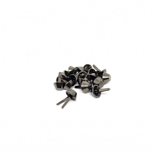 Nimida Metal Flat Head Cone Type Brad Pins 12 mm / Split Pin / Rivet / Stud / Skull pins / Spikes/Paper Fastener for Scrapbooking, DIY, Leather Goods, | Gun Metal Black