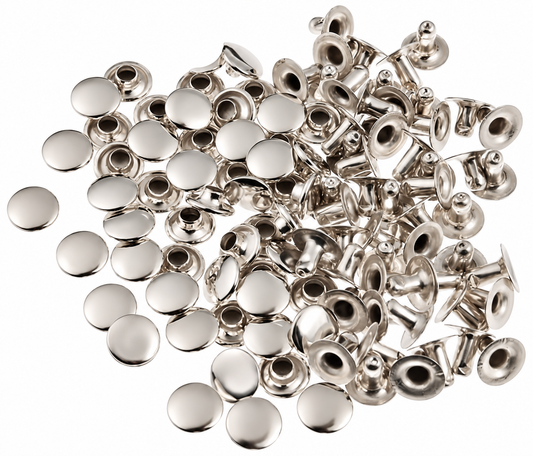 Nimida® Single Cap Rivets | Brass | Size-9 mm | Silver | for DIY Leather Craft |