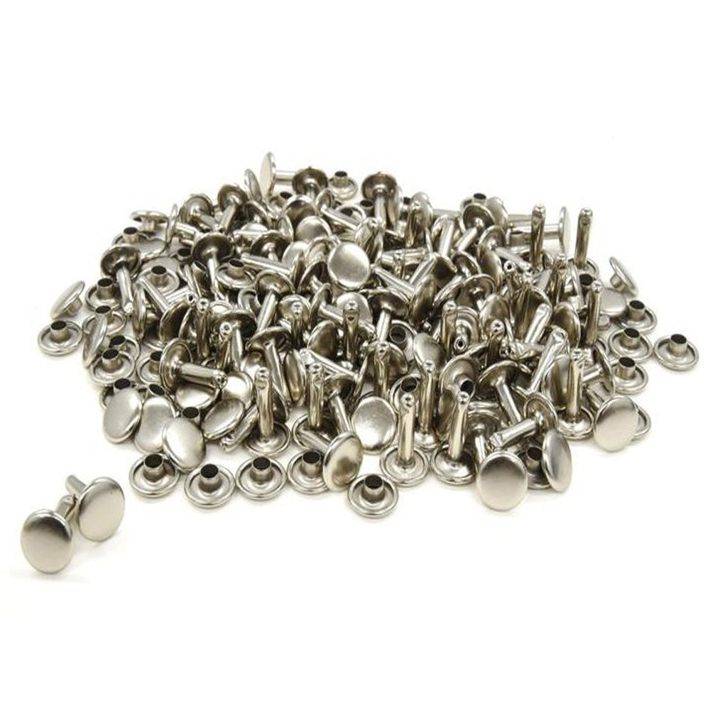 Nimida™ Double Cap Rivets | Brass | Size-7 mm | Silver | for DIY Leather Craft |
