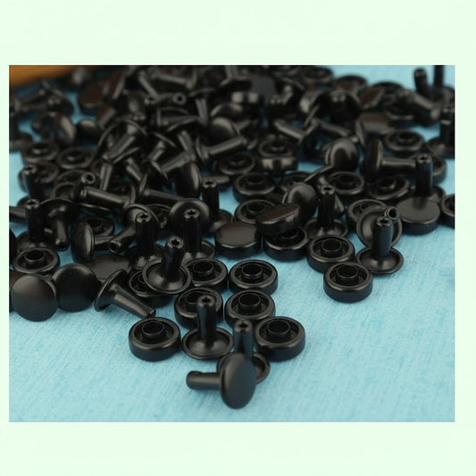 Nimida ® Tablet Style Round Headed Flat Double Capped Metal Tubular Rivets Buttons | Gun Metal | 9 mm | for DIY Leather Shoes Bag Bracelet Style Rapid Studs