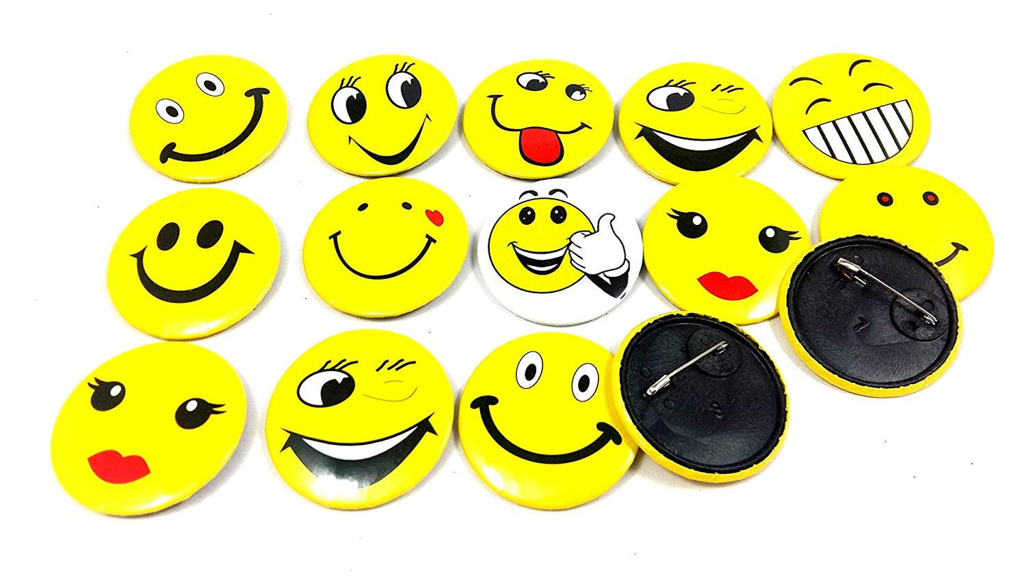 Nimida® Smiley Emoji Expression Pin Badge | Multi Design | Gang Brooch | Party Favour | Return gift | Large size 4.5 cm |