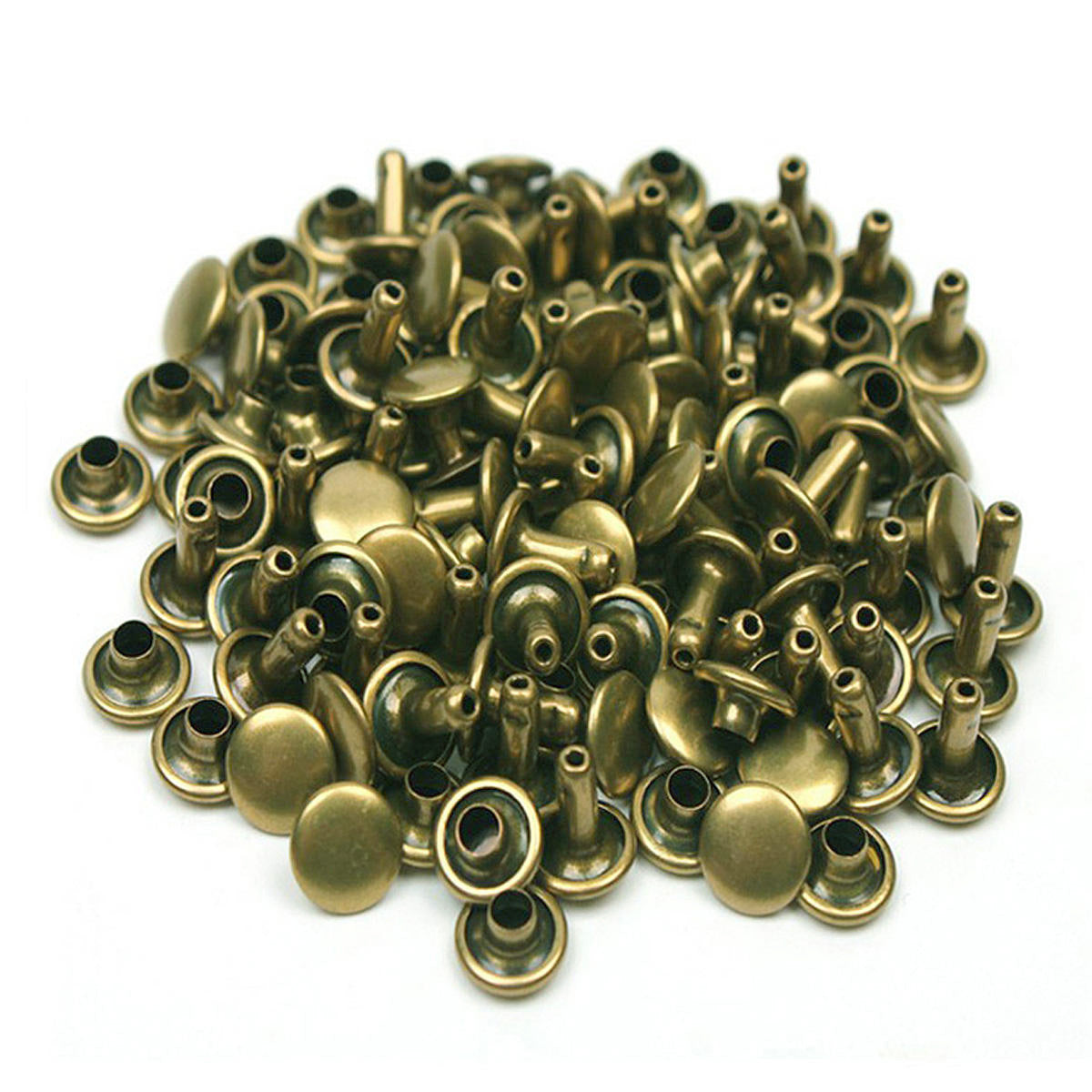 Nimida® Double Cap Rivets | Brass | Size-7 mm | Antique | for DIY Leather Craft