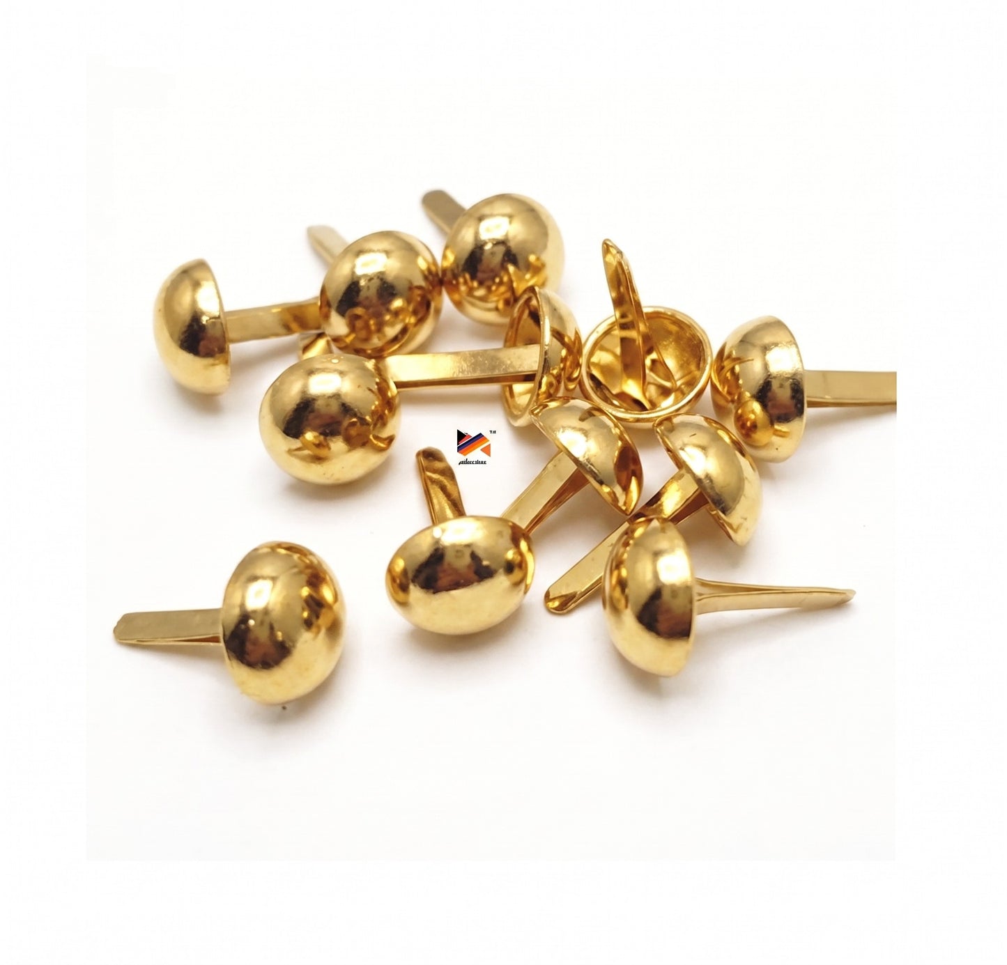 Nimida Metal Brad Pins/Split Pin/Rivet/Stud/Skull pins/Spikes/Paper Fastener for Scrapbooking, DIY, Leather Goods, Spikes | 12 mm | Medium Size | Golden Colour