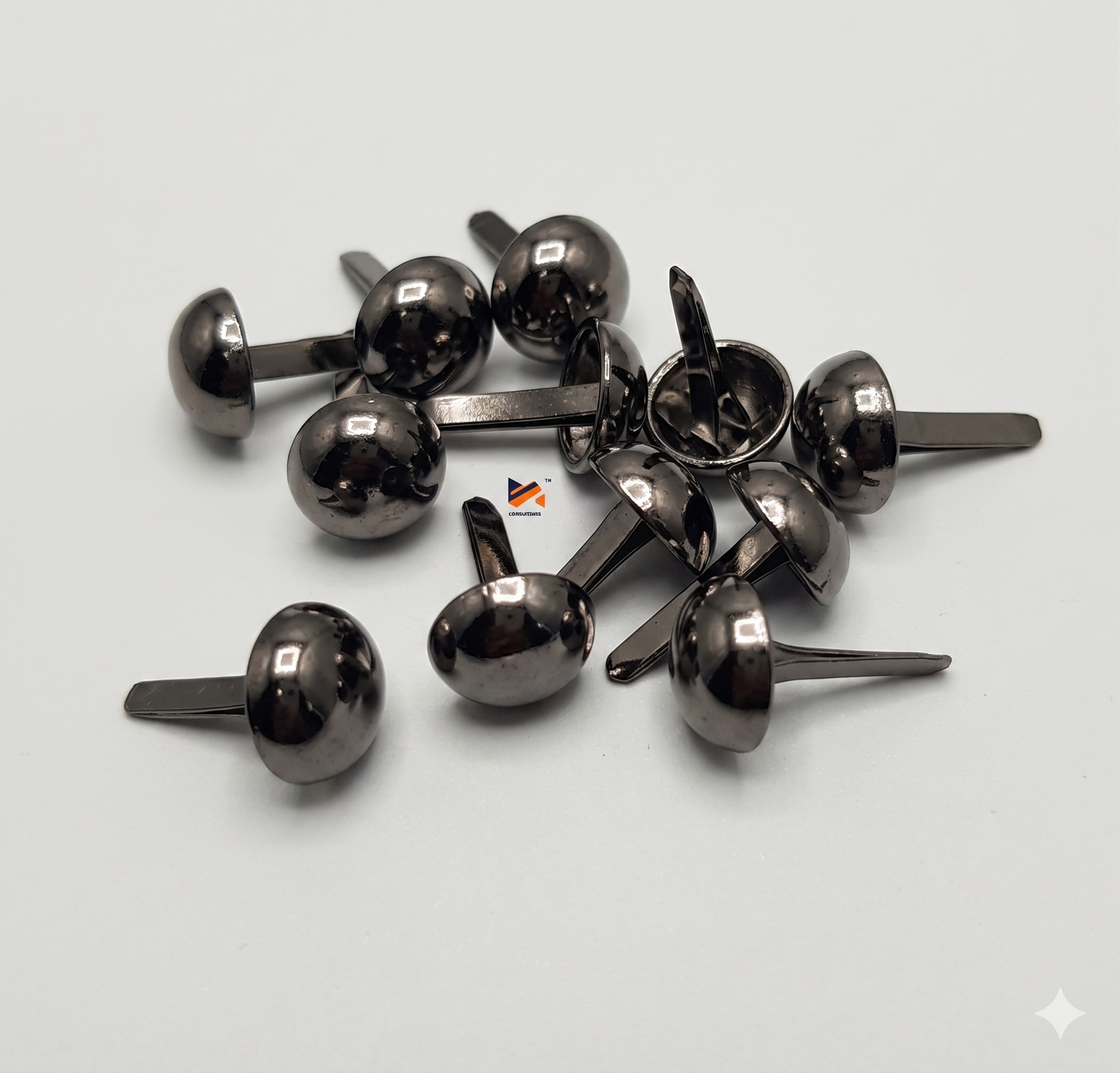 Nimida Metal Brad Pins/Split Pin/Rivet/Stud/Skull pins/Spikes/Paper Fastener for Scrapbooking, DIY, Leather Goods, Spikes | 12 mm | Medium Size | Gun Metal Colour