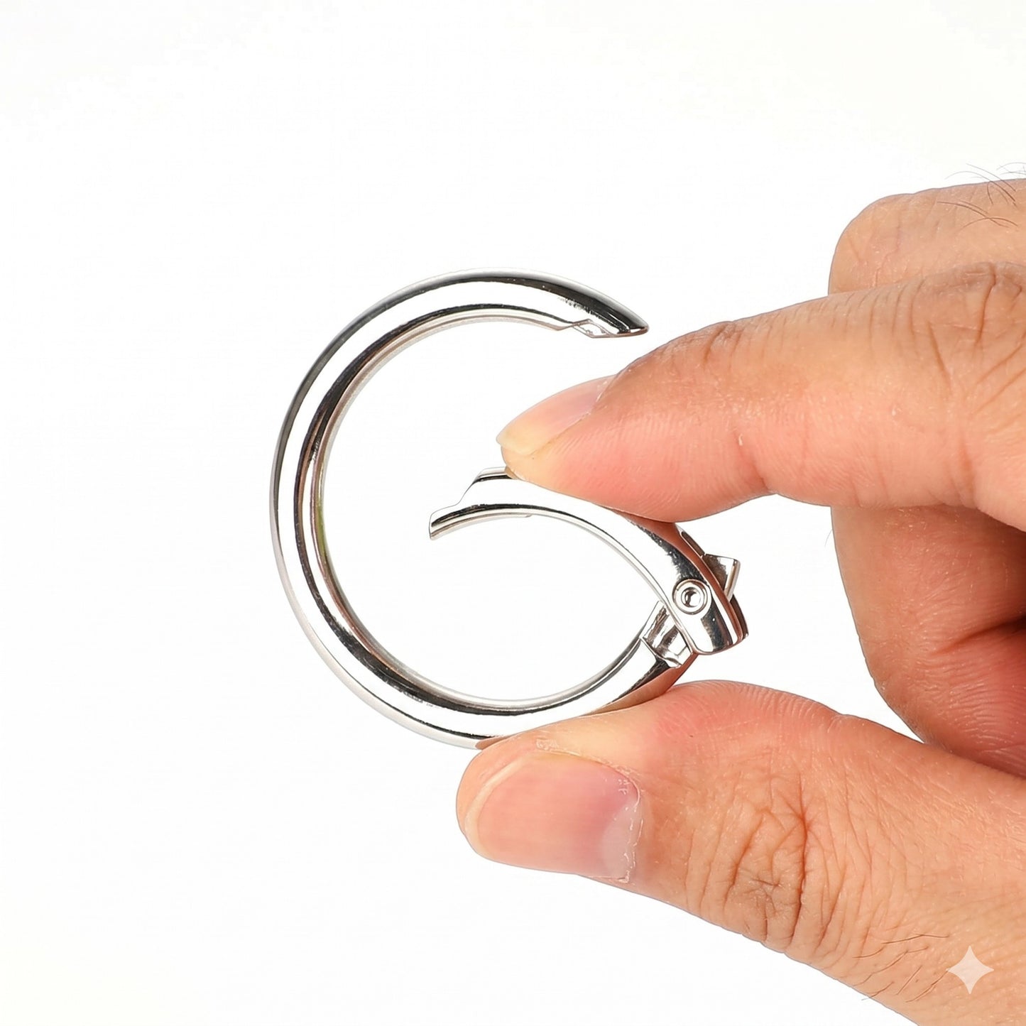 Nimida® Premium Spring Ring, Metal Gate Open O Ring, Openable Carabiner - Silver Colour