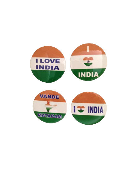 Nimida® Indian Flag Badge for Republic and Independence Day| Mixed Design | Metal & Plastic | Size 4.5 cm |
