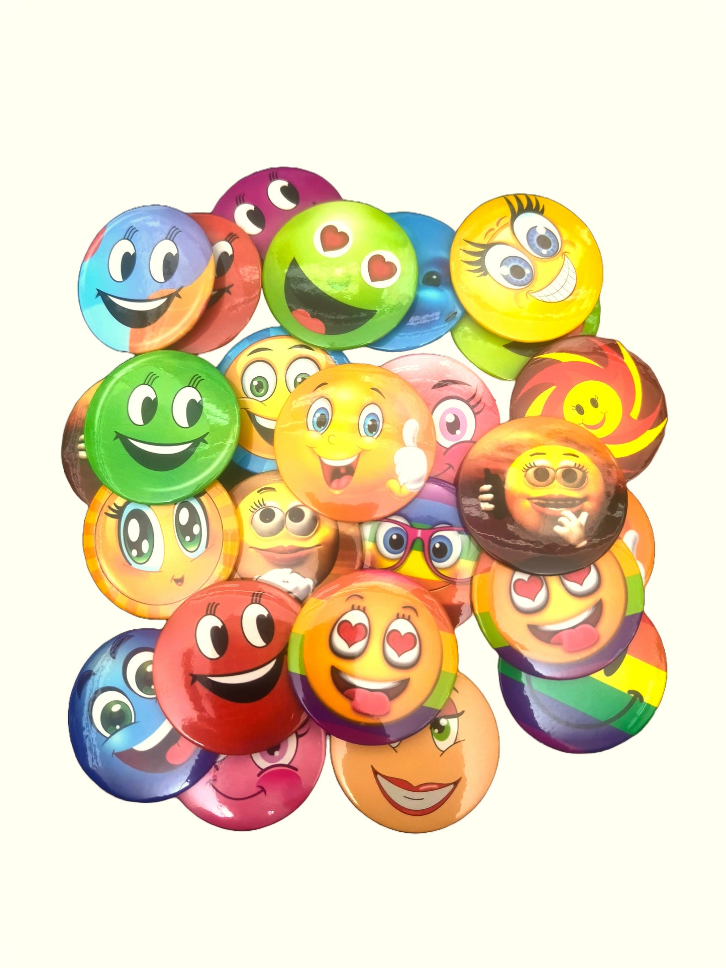 Nimida® Smiley Badge Multi Colour Multi Design Emoji Expression Pin Badge Gang Brooch | Party Favour | Return gift | Pack of 30 | Large size 4.5 cm