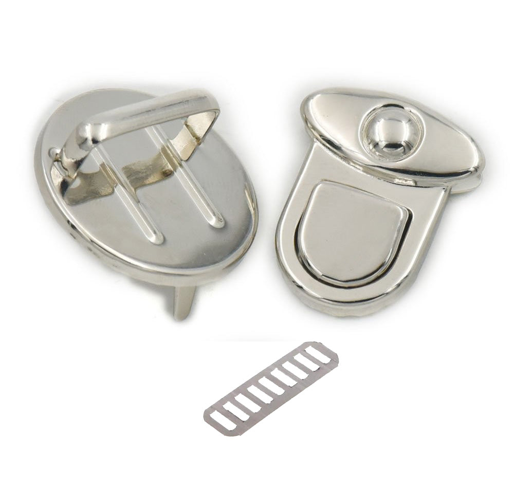 Nimida Purse Push Lock | Tuck Lock/Thumb Lock/Clasp/Closure for DIY Purses/Bags/Travel Bags/Handbags | Silver
