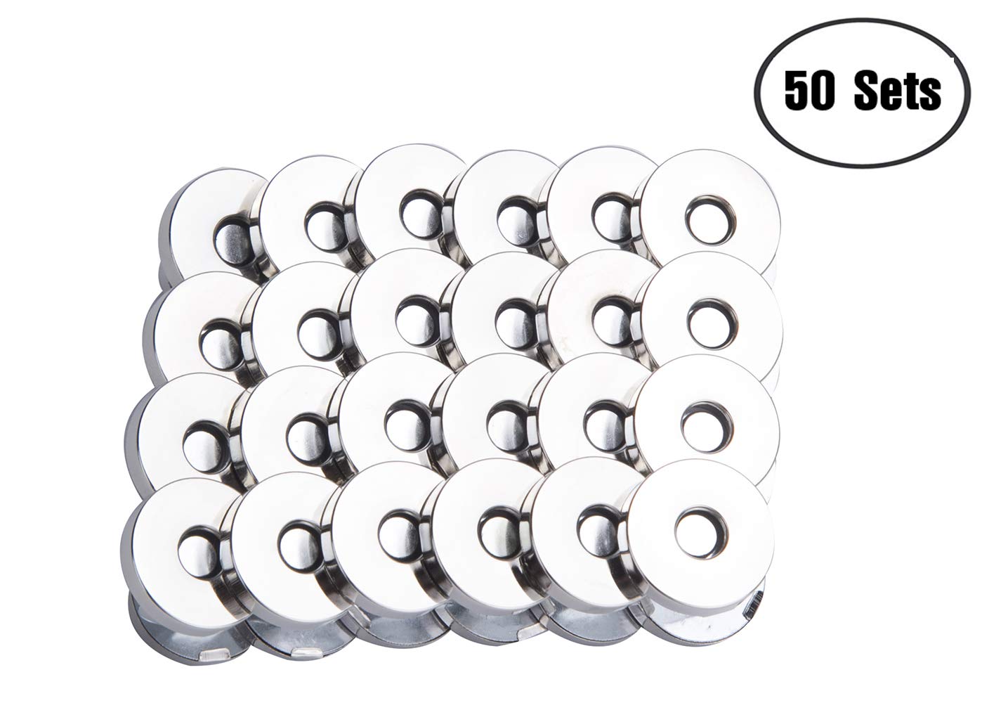 Nimida Magnetic Button Snaps Clasps Fasteners Closure 18 mm - Nickel/Silver - for Sewing, Clutch, Purses, Tote, Handbags, Clothes, Leather