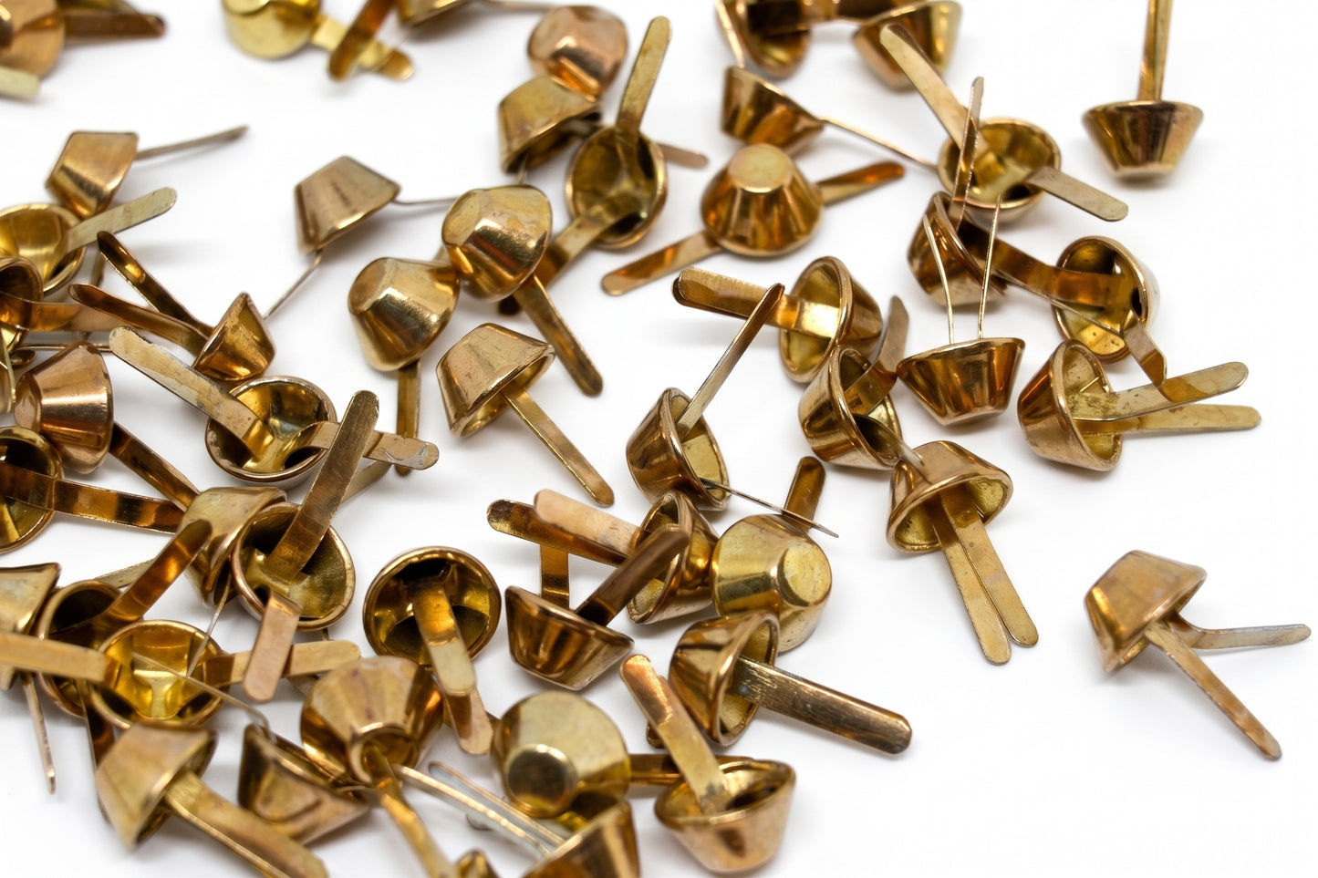 Nimida® Metal Flat Head Cone Type Brad Pins 9 mm / Split Pin / Rivet / Stud / Skull pins / Spikes/Paper Fastener for Scrapbooking, DIY, Leather Goods, | Golden Colour |