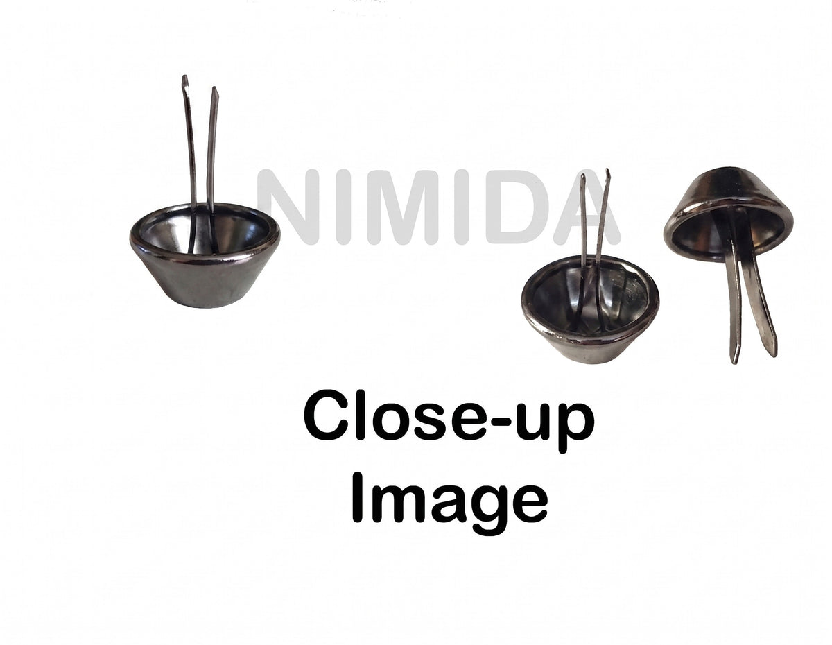 Nimida Metal Flat Head Cone Type Brad Pins 12 mm / Split Pin / Rivet / Stud / Skull pins / Spikes/Paper Fastener for Scrapbooking, DIY, Leather Goods, | Gun Metal Black