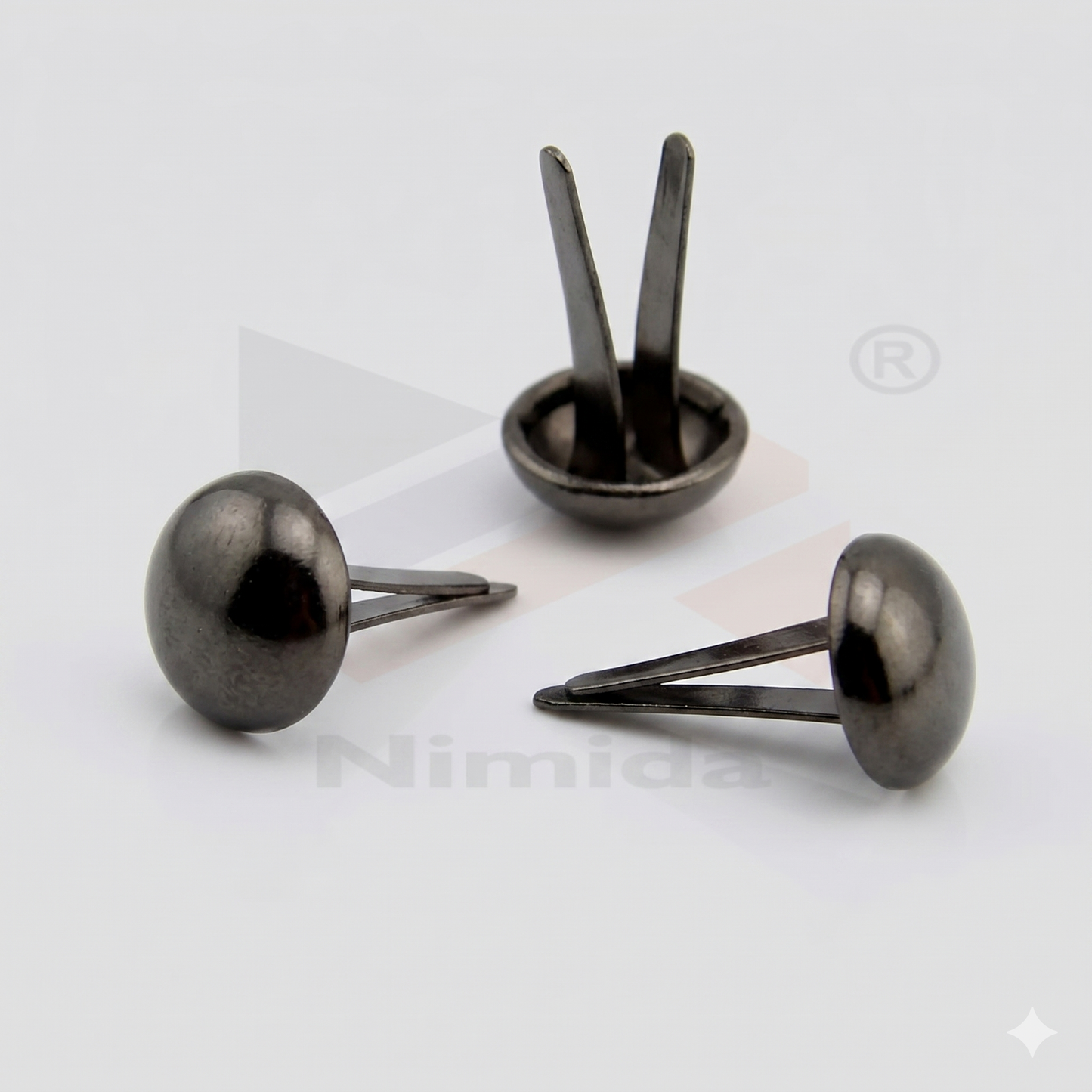 Nimida Metal Brad Pins/Split Pin/Rivet/Stud/Skull pins/Spikes/Paper Fastener for Scrapbooking, DIY, Leather Goods, Spikes | 12 mm | Medium Size | Gun Metal Colour