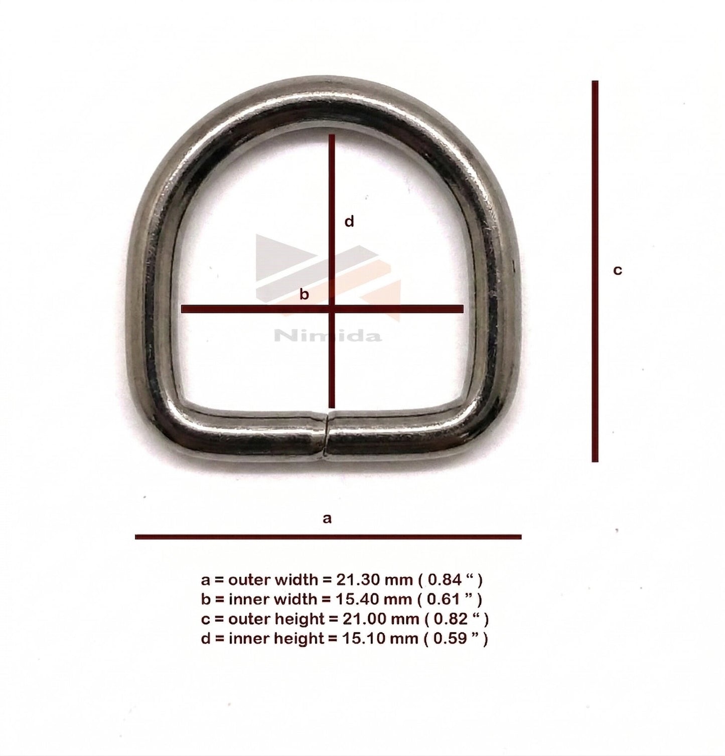 Nimida D Rings 3/4” inch | Good for 1/2 inch Belt | Gun Metal Colour Buckles for Straps Ties Belts Bags, Handmade Un-Welded Connect Buckle for Leather Bags Garment Clothes Luggage, Purse