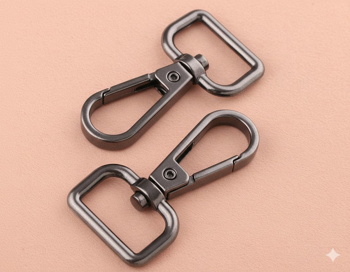 Nimida Metal Lobster Clamp/Clasps/Swivel/Dog Hook | Rectangular Style for Leather Craft DIY Crafts Purse and Bags - Gun Metal Colour | Good for 3/4 Belt |