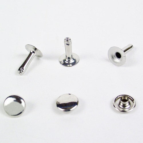 Nimida® Single Cap Rivets | Brass | Size-9 mm | Silver | for DIY Leather Craft |
