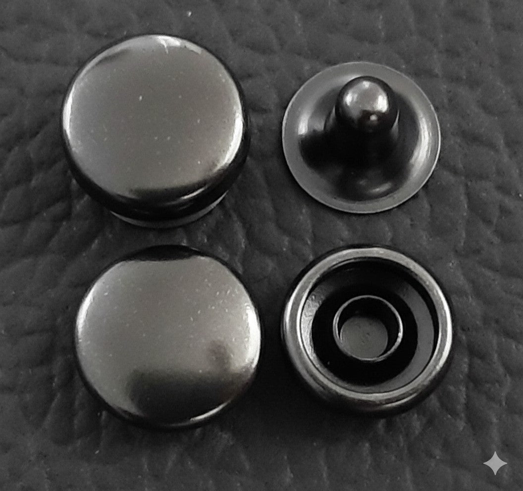 Nimida ® Tablet Style Round Headed Flat Double Capped Metal Tubular Rivets Buttons | Gun Metal | 9 mm | for DIY Leather Shoes Bag Bracelet Style Rapid Studs
