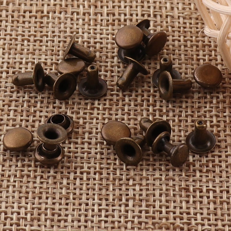 Nimida™ Single Cap Rivets | Brass | Size-7 mm | Antique | for DIY Leather Craft |