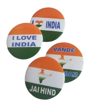 Nimida® Indian Flag Badge for Republic and Independence Day| Mixed Design | Metal & Plastic | Size 4.5 cm |