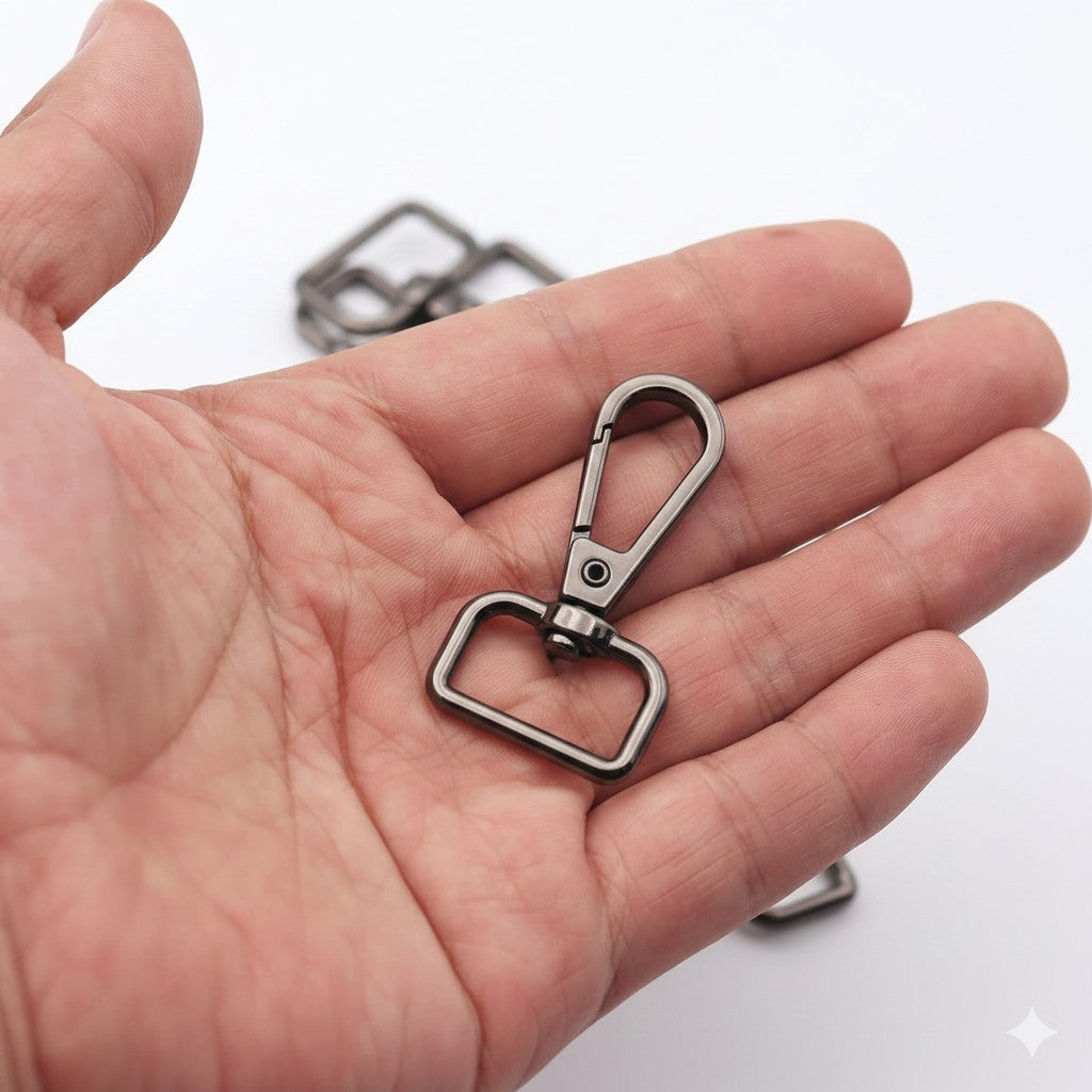 Nimida Metal Lobster Clamp/Clasps/Swivel/Dog Hook | Rectangular Style for Leather Craft DIY Crafts Purse and Bags - Gun Metal Colour | Good for 3/4 Belt |