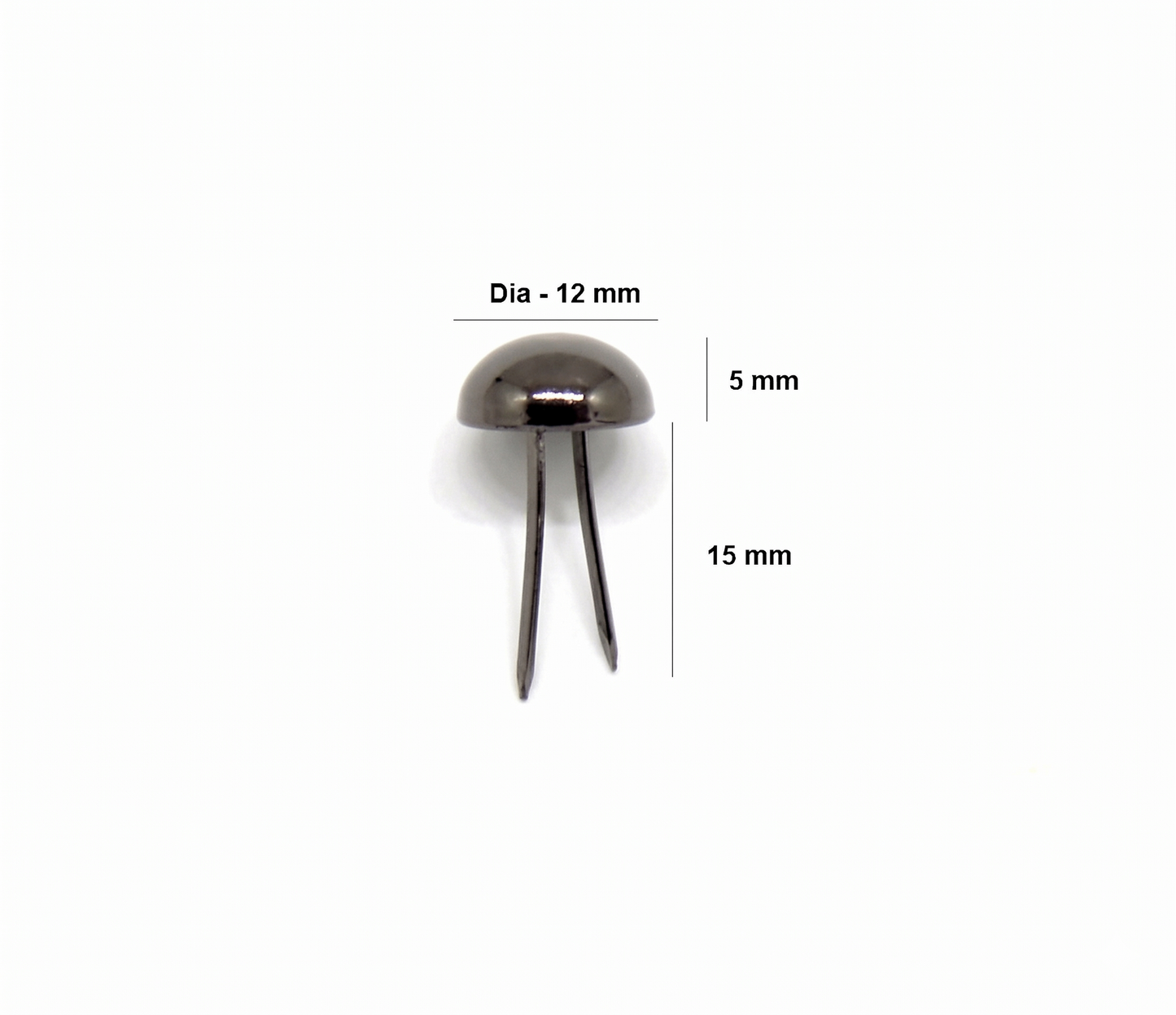 Nimida Metal Brad Pins/Split Pin/Rivet/Stud/Skull pins/Spikes/Paper Fastener for Scrapbooking, DIY, Leather Goods, Spikes | 12 mm | Medium Size | Gun Metal Colour
