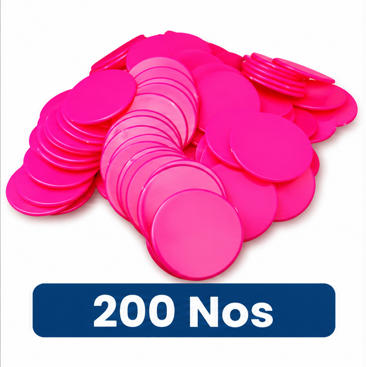Nimida® Big Size 1.50 Inches (38 mm) Plastic Round Plain Coin/Token/Chips for Board Games and Other Uses | Pink Color |