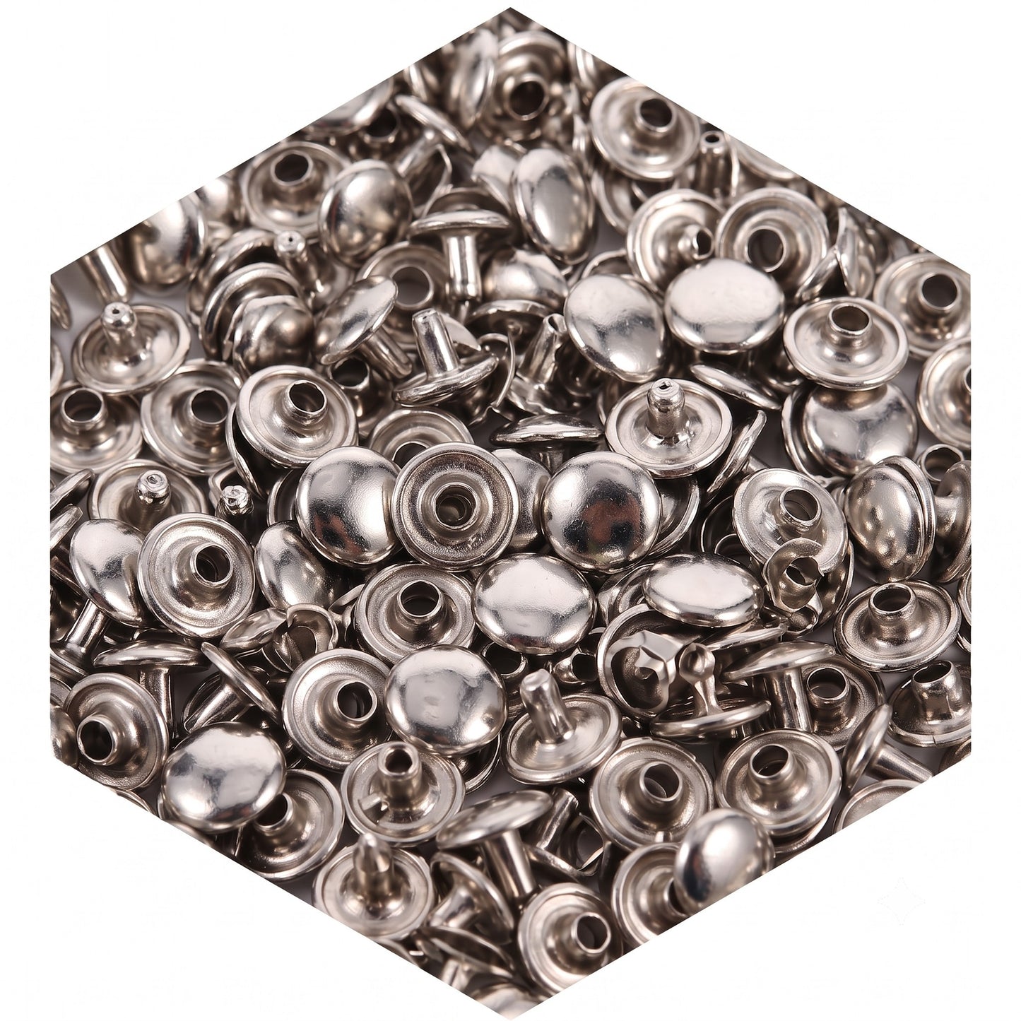 Nimida™ Double Cap Rivets | Metal | Small Size-6 mm | Silver | for DIY Leather Craft |