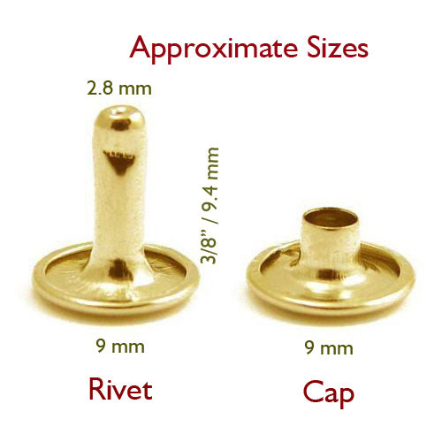 Nimida® Double Cap Rivets | Brass | Large Size - 9 mm | Golden | for DIY Leather Craft |