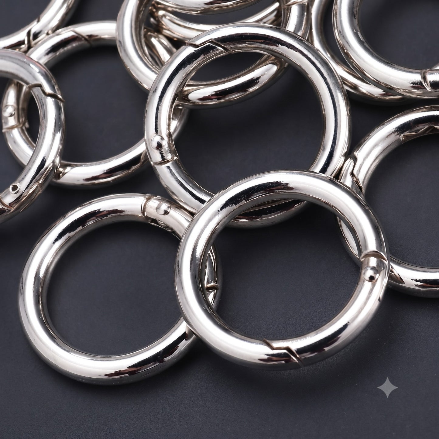 Nimida® Premium Spring Ring, Metal Gate Open O Ring, Openable Carabiner - Silver Colour